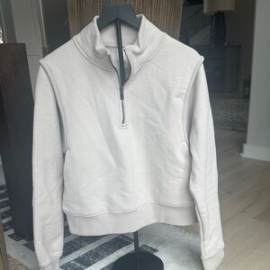 Lole Women's Quarter-Zip Pullover Hoodie in Light Gray